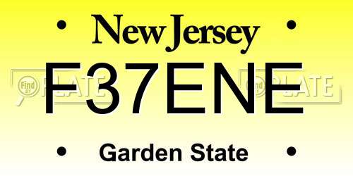 F37ENE New Jersey License Plate