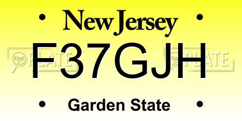 F37GJH New Jersey License Plate