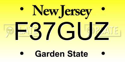 F37GUZ New Jersey License Plate