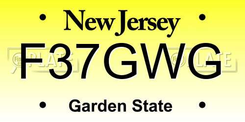 F37GWG New Jersey License Plate