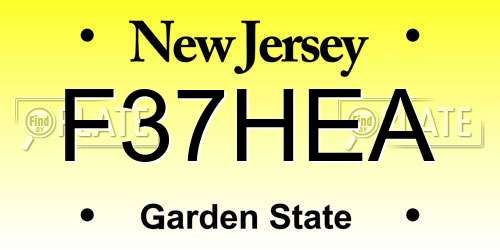 F37HEA New Jersey License Plate