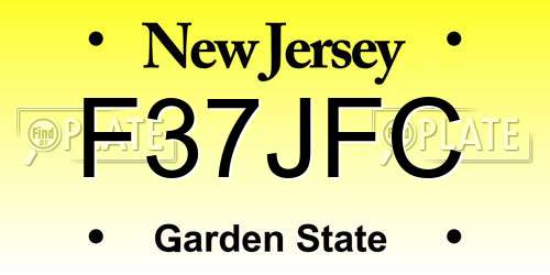 F37JFC New Jersey License Plate