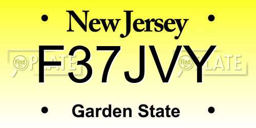F37JVY New Jersey License Plate
