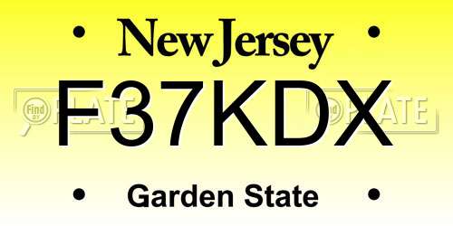 F37KDX New Jersey License Plate