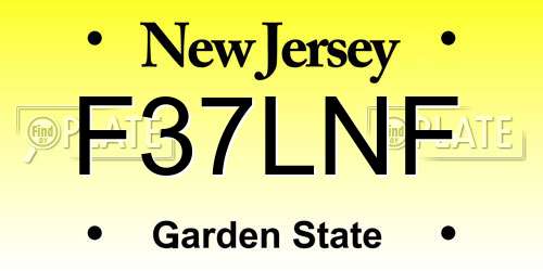 F37LNF New Jersey License Plate