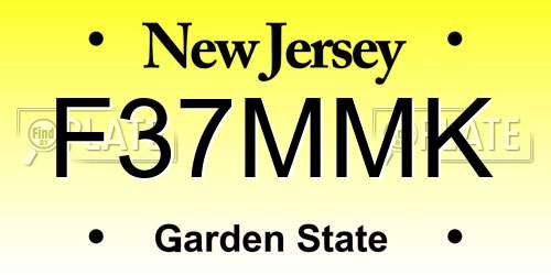 F37MMK New Jersey License Plate