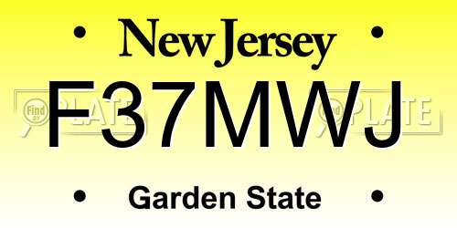F37MWJ New Jersey License Plate