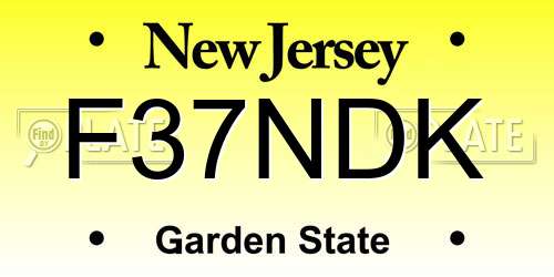 F37NDK New Jersey License Plate