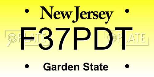 F37PDT New Jersey License Plate