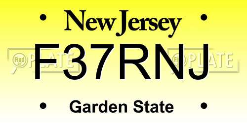 F37RNJ New Jersey License Plate