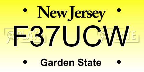 F37UCW New Jersey License Plate