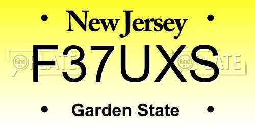 F37UXS New Jersey License Plate