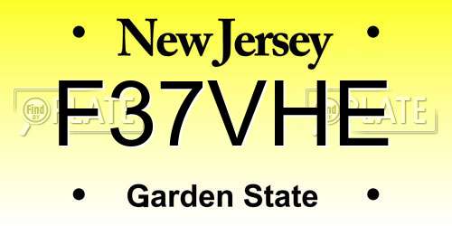 F37VHE New Jersey License Plate