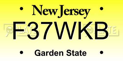 F37WKB New Jersey License Plate