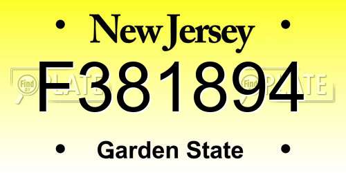 F381894 New Jersey License Plate