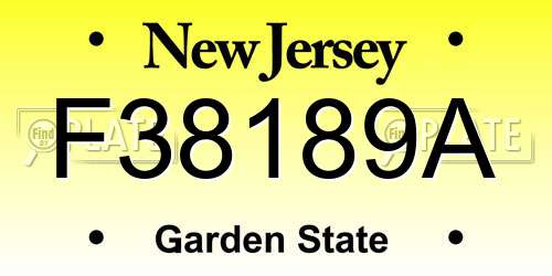 F38189A New Jersey License Plate
