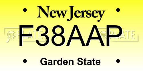 F38AAP New Jersey License Plate