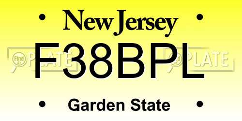 F38BPL New Jersey License Plate