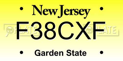 F38CXF New Jersey License Plate