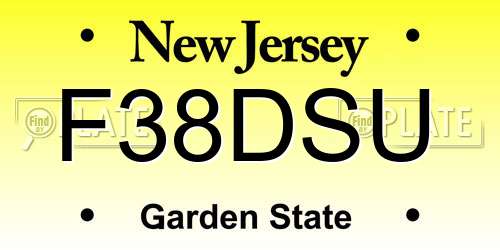 F38DSU New Jersey License Plate