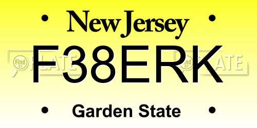 F38ERK New Jersey License Plate
