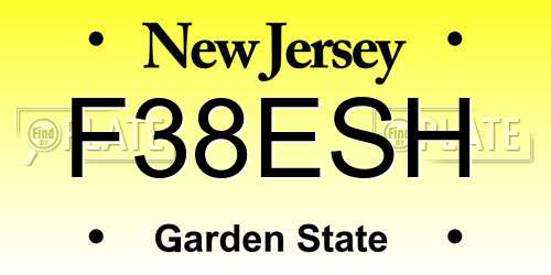 F38ESH New Jersey License Plate