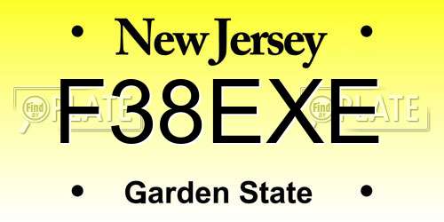 F38EXE New Jersey License Plate