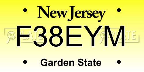 F38EYM New Jersey License Plate