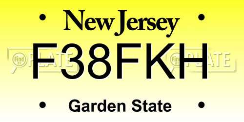 F38FKH New Jersey License Plate