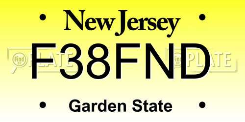 F38FND New Jersey License Plate