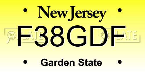 F38GDF New Jersey License Plate