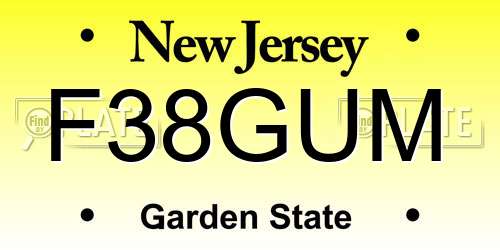 F38GUM New Jersey License Plate