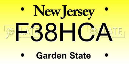F38HCA New Jersey License Plate