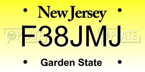 F38JMJ New Jersey License Plate