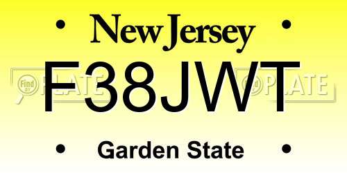 F38JWT New Jersey License Plate