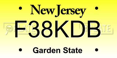 F38KDB New Jersey License Plate