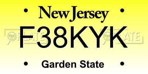 F38KYK New Jersey License Plate