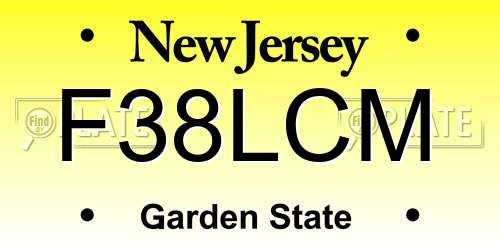 F38LCM New Jersey License Plate