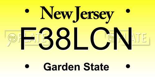F38LCN New Jersey License Plate