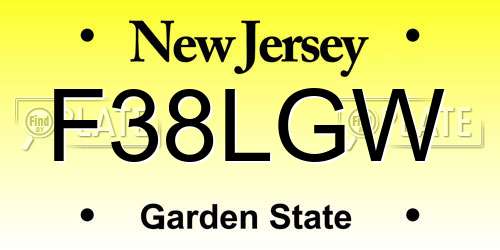 F38LGW New Jersey License Plate