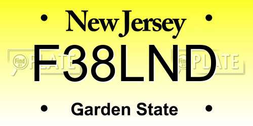 F38LND New Jersey License Plate