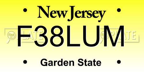 F38LUM New Jersey License Plate