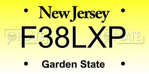 F38LXP New Jersey License Plate