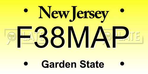 F38MAP New Jersey License Plate