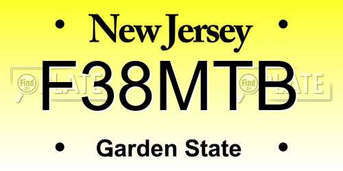 F38MTB New Jersey License Plate