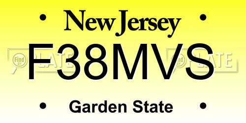 F38MVS New Jersey License Plate