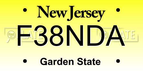 F38NDA New Jersey License Plate