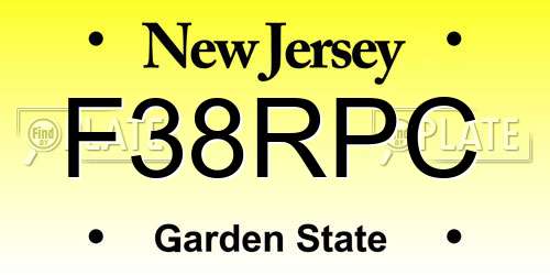 F38RPC New Jersey License Plate