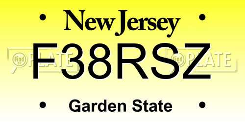 F38RSZ New Jersey License Plate