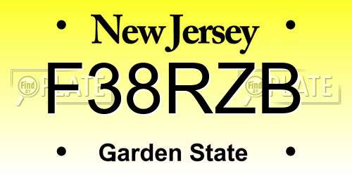 F38RZB New Jersey License Plate